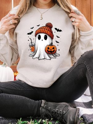 Halloween Cute Ghost Sweatshirt Halloween Pumpkin Spice Sweatshirt Halloween Costume revetee 8