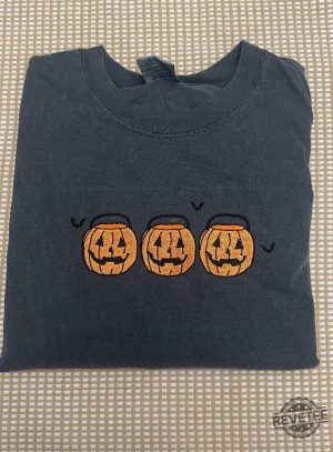 Pumpkin Buckets Halloween Spooky Season Pumpkins Embroidered Shirt Halloween T Shirt revetee 2