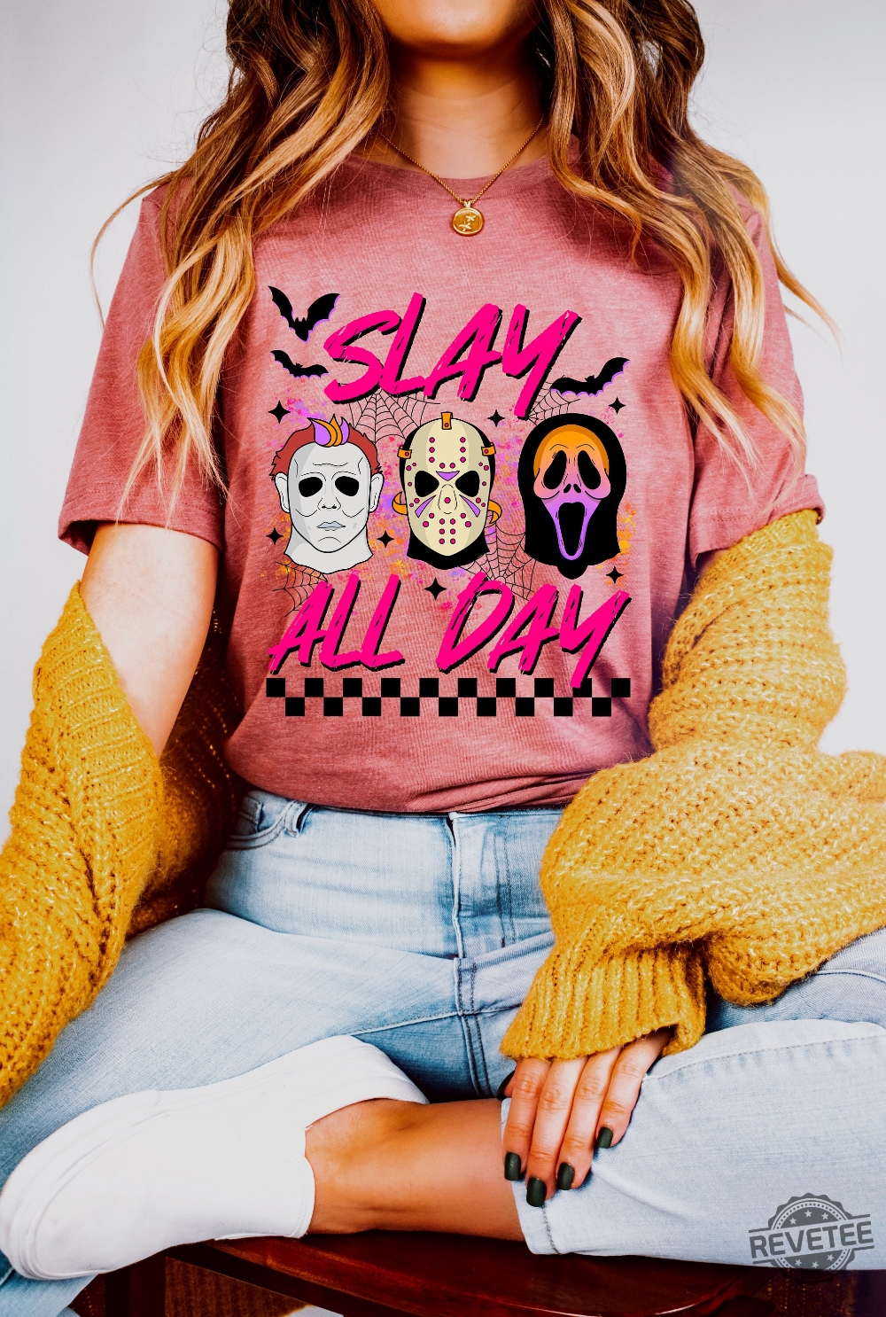 Slay All Day Halloween Shirt Fall Halloween Sweatshirt Horror Movie Shirts Scary Sweater