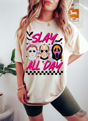 Slay All Day Halloween Shirt Fall Halloween Sweatshirt Horror Movie Shirts Scary Sweater revetee 2