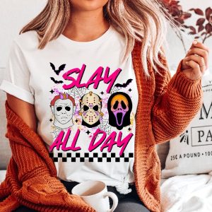 Slay All Day Halloween Shirt Fall Halloween Sweatshirt Horror Movie Shirts Scary Sweater revetee 3