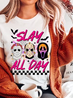 Slay All Day Halloween Shirt Fall Halloween Sweatshirt Horror Movie Shirts Scary Sweater revetee 3