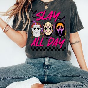 Slay All Day Halloween Shirt Fall Halloween Sweatshirt Horror Movie Shirts Scary Sweater revetee 4