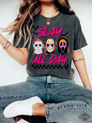 Slay All Day Halloween Shirt Fall Halloween Sweatshirt Horror Movie Shirts Scary Sweater revetee 4