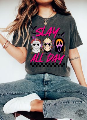 Slay All Day Halloween Shirt Fall Halloween Sweatshirt Horror Movie Shirts Scary Sweater revetee 4