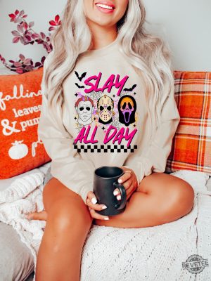 Slay All Day Halloween Shirt Fall Halloween Sweatshirt Horror Movie Shirts Scary Sweater revetee 5