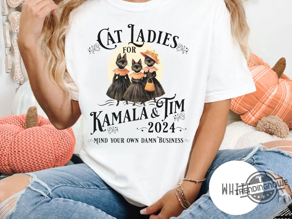 Halloween Cat Lady Shirt Funny Kamala Harris 2024 Shirt Democrat Shirt Election 2024 Vote Blue Tee Childless Cat Ladies Halloween