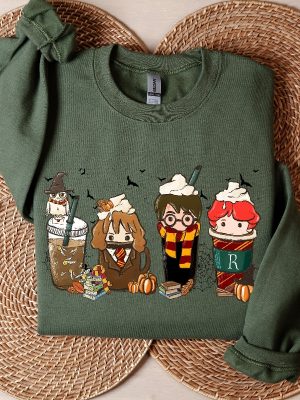 Harry Potter Fall Coffee Sweatshirt Witch Shirt Wizard Robe Shirt Gryffindor Sweater revetee 3