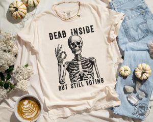 Dead Inside Vote Shirt Halloween Skeleton Sweatshirt Kamala Harris Walz Tshirt Political 2024 Election Hoodie Witchy Feminist Shirt giftyzy 6