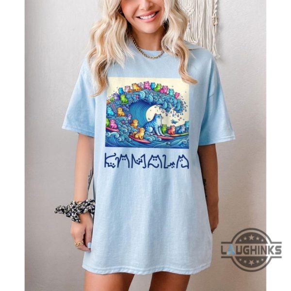 blue wave kamala cat shirt inspired by japanese artist