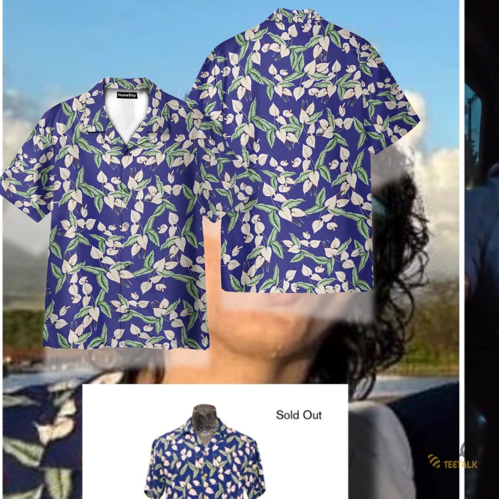 Bts Jungkook Mini Anthurium Hawaiian Shirt Worn By Tom Selleck Magnum Pi Movie Blue Cosplay Costume