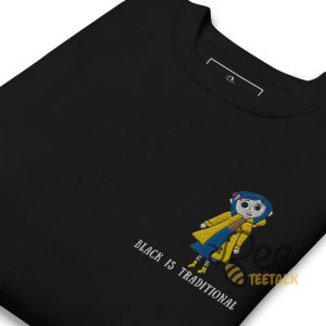 black is traditional coraline embroidered sweatshirt t shirt hoodie