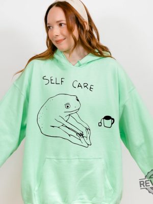 Funny Frog Self Care Sweatshirt Funny Frog Self Care Retro Hoodie Birthday Gift For Her revetee 2