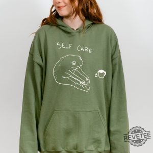 Funny Frog Self Care Sweatshirt Funny Frog Self Care Retro Hoodie Birthday Gift For Her revetee 4