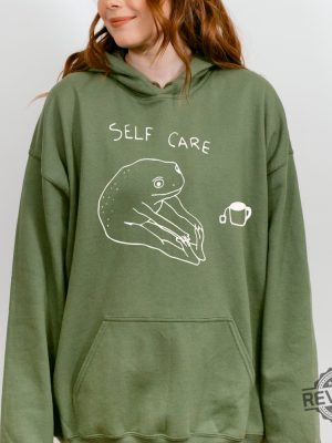 Funny Frog Self Care Sweatshirt Funny Frog Self Care Retro Hoodie Birthday Gift For Her revetee 4