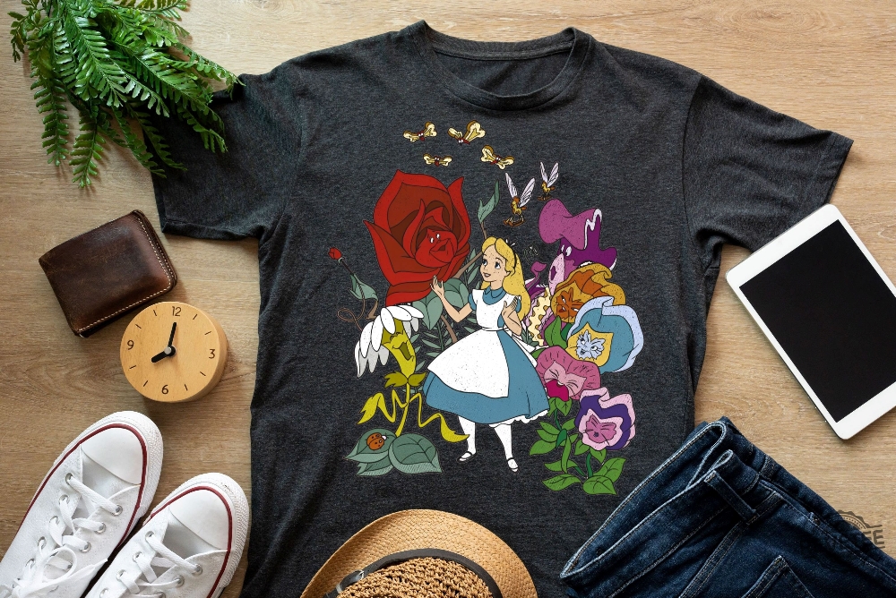 Vintage Disney Alice Floral In Wonderland Shirt Disney Princess T Shirt Alice In Chains T Shirt