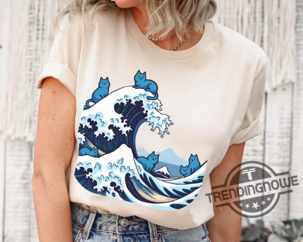 Blue Wave Cat For Kamala Shirt Japanese 2024 Election Tshirt Feminist Democratic Shirt Ukiyo E Hokusai Shirt trendingnowe 1