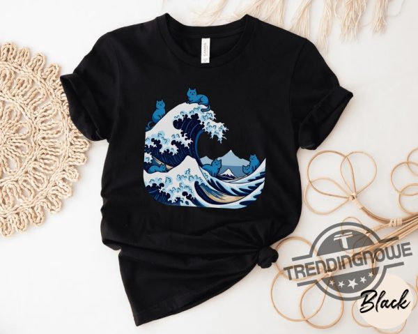 Blue Wave Cat For Kamala Shirt Japanese 2024 Election Tshirt Feminist Democratic Shirt Ukiyo E Hokusai Shirt trendingnowe 2