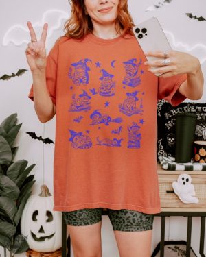 Cat Halloween Shirt 90S Cat Witch Vintage Hoodie Funny Witch Cat Tshirt Halloween Cat Lovers Gift giftyzy 4