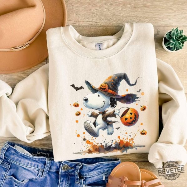 Snoopy Halloween Watercolor Shirt Snoopy Dog Sweater Funny Snoopy Shirt Snoopy Halloween Shirt revetee 1