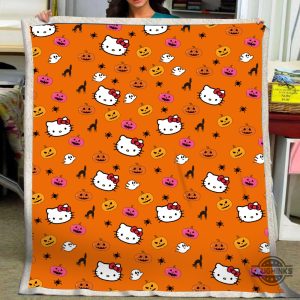 orange halloween hello kitty blanket