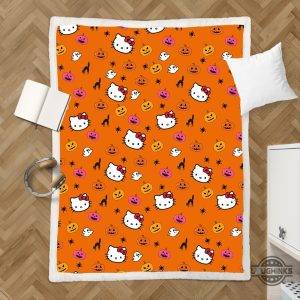 orange halloween hello kitty blanket