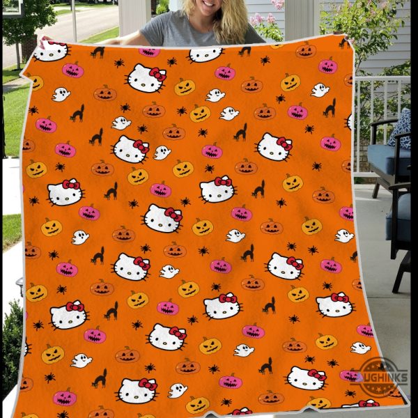 orange halloween hello kitty blanket