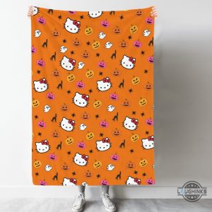 orange halloween hello kitty blanket