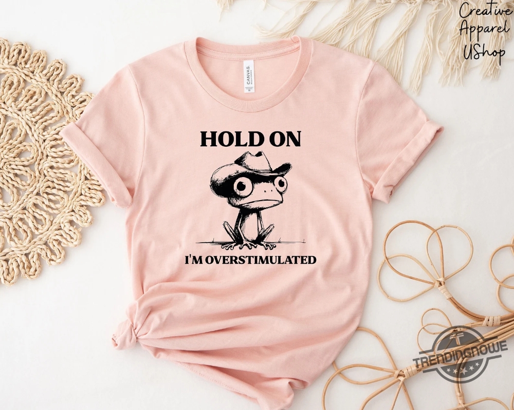 Hold On Partner Im Overstimulated Shirt V3 Hold On Im Overstimulated Frog Shirt Overstimulated Shirt Unhinged Sweatshirt