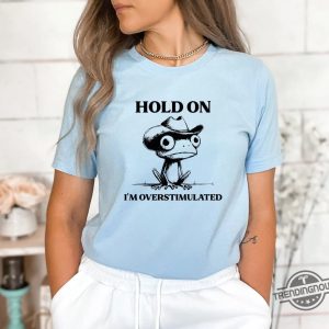 Hold On Partner Im Overstimulated Shirt V3 Hold On Im Overstimulated Frog Shirt Overstimulated Shirt Unhinged Sweatshirt trendingnowe 3