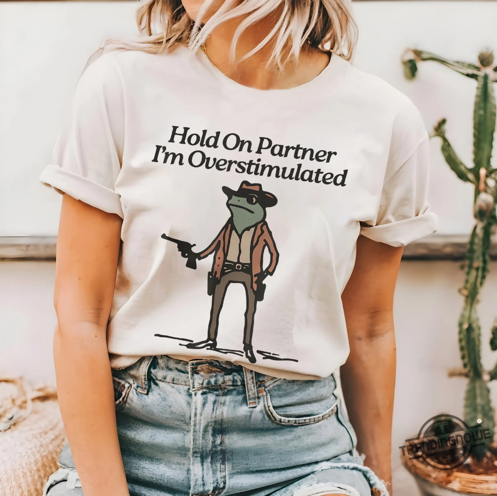 Hold On Partner Im Overstimulated Shirt V4 Hold On Im Overstimulated Frog Shirt Overstimulated Shirt Unhinged Sweatshirt