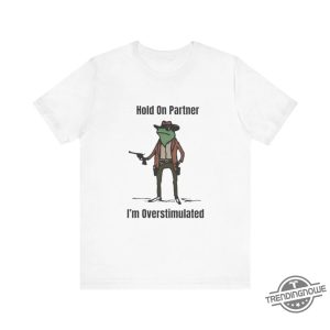 Hold On Partner Im Overstimulated Shirt Men Cowboy Frog Shirt Unhinged Tshirt Weirdcore Clothing Gen Z Shirt trendingnowe 2 1