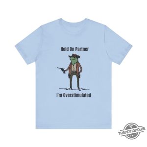 Hold On Partner Im Overstimulated Shirt Men Cowboy Frog Shirt Unhinged Tshirt Weirdcore Clothing Gen Z Shirt trendingnowe 3 1