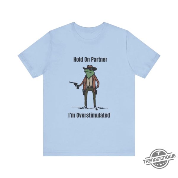 Hold On Partner Im Overstimulated Shirt Men Cowboy Frog Shirt Unhinged Tshirt Weirdcore Clothing Gen Z Shirt trendingnowe 3 1