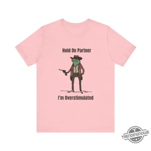 Hold On Partner Im Overstimulated Shirt Men Cowboy Frog Shirt Unhinged Tshirt Weirdcore Clothing Gen Z Shirt trendingnowe 4 1