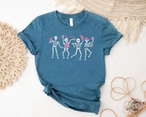 Dancing Skeletons Breast Cancer Shirt Skeletons Pink Ribbon Cancer Awareness Tshirt Halloween Breast Cancer Sweatshirt Breast Cancer Month Shirt giftyzy 2