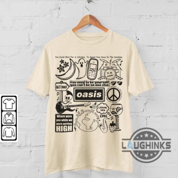 vintage oasis doodle art shirt you need to be yourself oasis album lyrics merch tshirt sweatshirt hoodie retro oasis tattoo tour laughinks 3