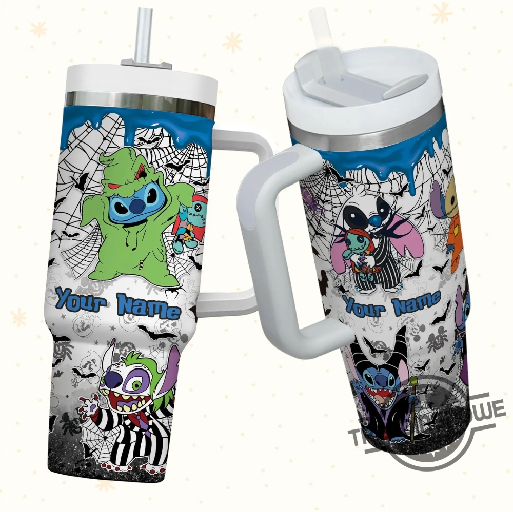 Disney Stitch Nightmare Tumbler Custom Name Disney Cup Halloween Gift Tumbler