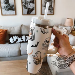 Ghost Reading Tumbler 40Oz 30Oz Funny Halloween Ghost Tumbler Cute Spooky Cup Halloween Bookish Tumbler trendingnowe 2