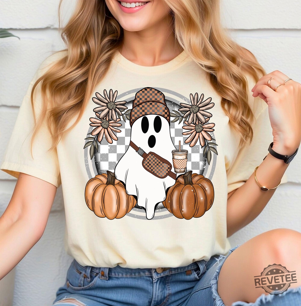 Cute Ghost Halloween Shirt Pumpkin Spice Coffee Tee Spooky Season Shirts Halloween Shirt