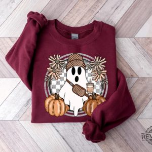 Cute Ghost Halloween Shirt Pumpkin Spice Coffee Tee Spooky Season Shirts Halloween Shirt revetee 2