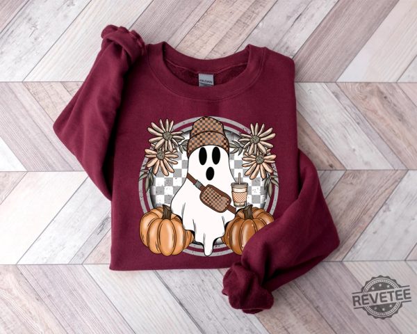 Cute Ghost Halloween Shirt Pumpkin Spice Coffee Tee Spooky Season Shirts Halloween Shirt revetee 2