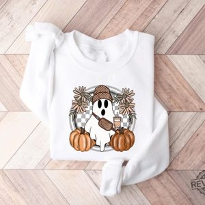 Cute Ghost Halloween Shirt Pumpkin Spice Coffee Tee Spooky Season Shirts Halloween Shirt revetee 3