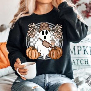 Cute Ghost Halloween Shirt Pumpkin Spice Coffee Tee Spooky Season Shirts Halloween Shirt revetee 4