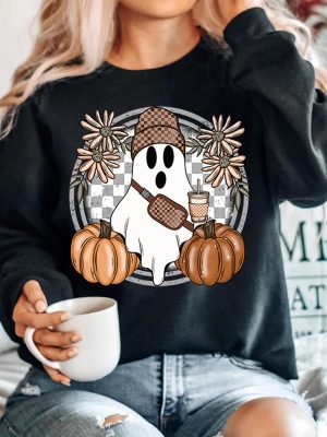 Cute Ghost Halloween Shirt Pumpkin Spice Coffee Tee Spooky Season Shirts Halloween Shirt revetee 4