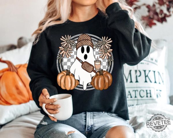 Cute Ghost Halloween Shirt Pumpkin Spice Coffee Tee Spooky Season Shirts Halloween Shirt revetee 4