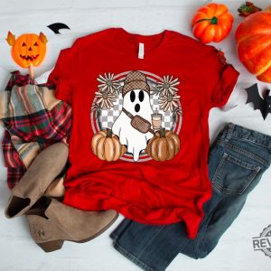 Cute Ghost Halloween Shirt Pumpkin Spice Coffee Tee Spooky Season Shirts Halloween Shirt revetee 5