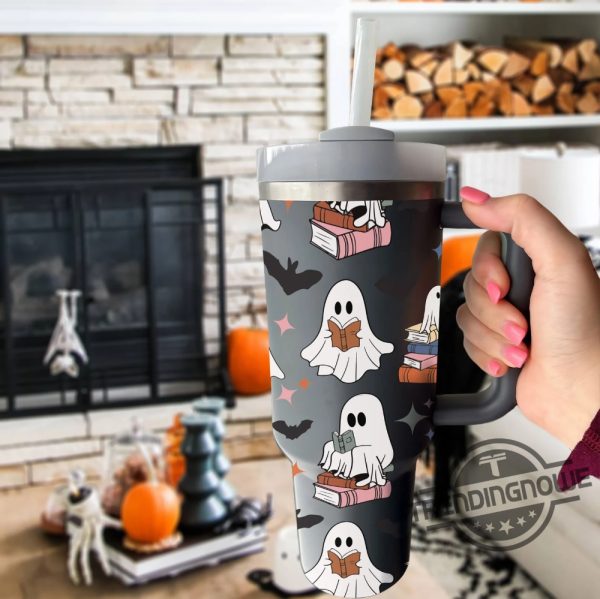 Cute Ghost Reading Stanley Cup 40Oz Halloween Bookish Tumbler Funny Reader Tumbler Halloween 40Oz Cup trendingnowe 3