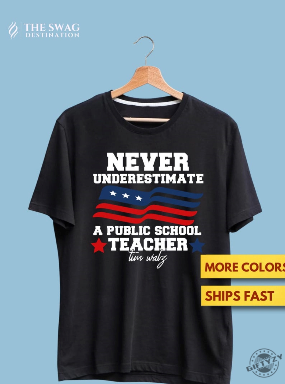 Never Underestimate A Public School Teacher Tim Walz Premium Tshirt Democrat Elections 2024 Public School Teacher Shirt