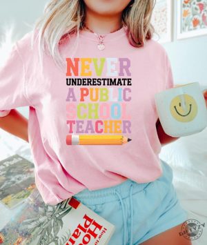 Never Underestimate A Public School Teacher Kamala Harris Tshirt Harris Walz 2024 Rally Merch Tim Walz Dnc Quote Sweatshirt Educator Tshirt giftyzy 4